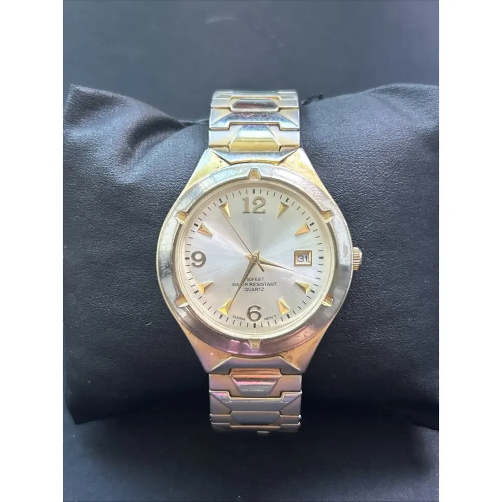 Advance Two Tone Men’s Stretch Band Quartz Watch